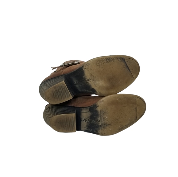 LUCKY BRAND Tommie Womens Cognac Leather Western Heeled Ankle Booties Size 8.5 - Picture 10 of 11